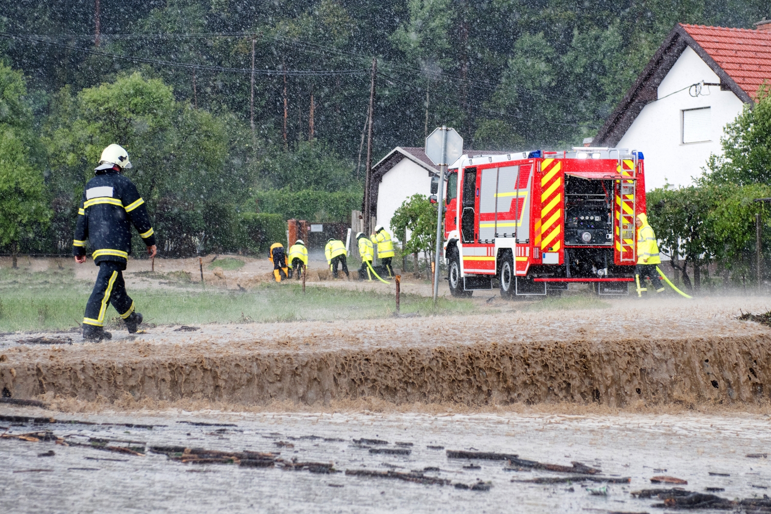 Feuerwehreinsatz bei Starkregen