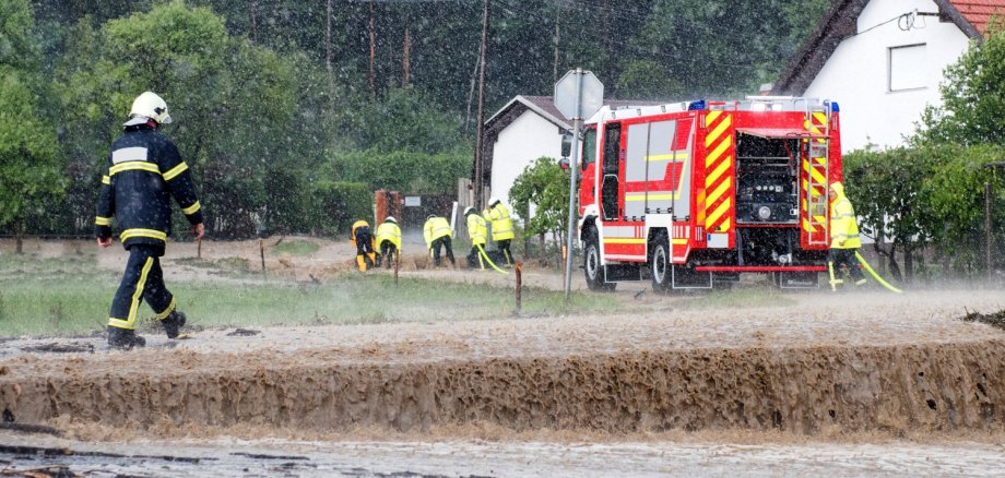 Feuerwehreinsatz bei Starkregen
