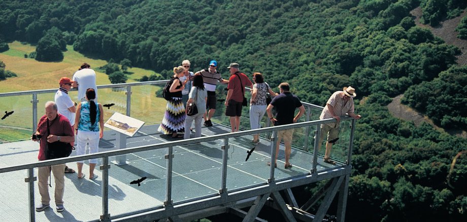 Der Nahe-Skywalk in Hochstetten-Dhaun (eröffnet am 20.1.2015) hat sich zu einem wahren Tourismusmagneten entwickelt. Die luftige stählerne Aussichtsplattform ist wie ein Balkon für das Nahetal. / © Bruno L. Klamm, Mannheim