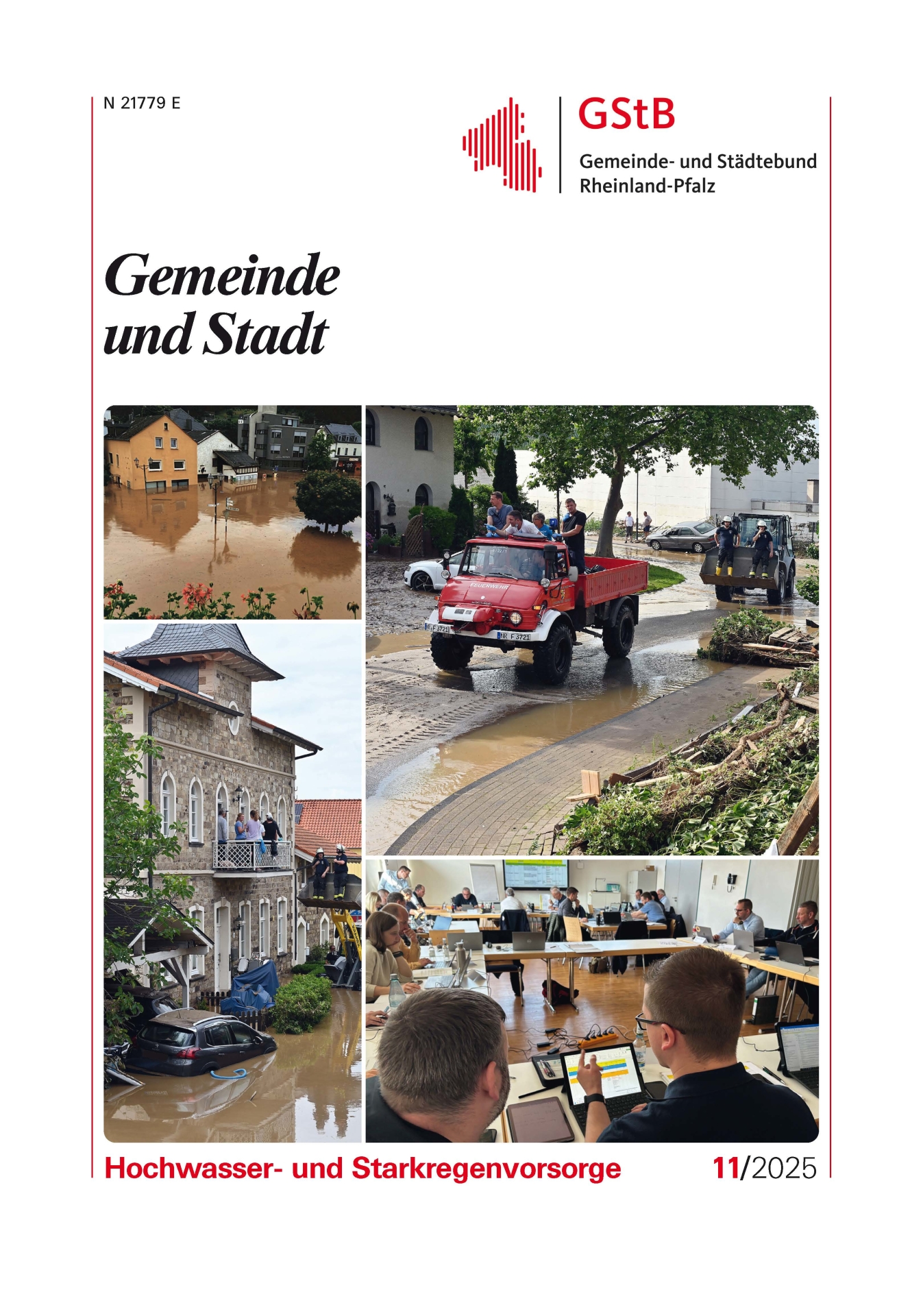 Die Bewältigung schwerer Überschwemmungen erfordert gute Vorbereitung. Der Titel zeigt Hochwassersituationen an der Kyll und an der Ahr sowie die Szene einer Übung. Die Collage zeigt Hochwassersituationen an der Kyll und an der Ahr sowie die Szene einer Hochwasserübung.