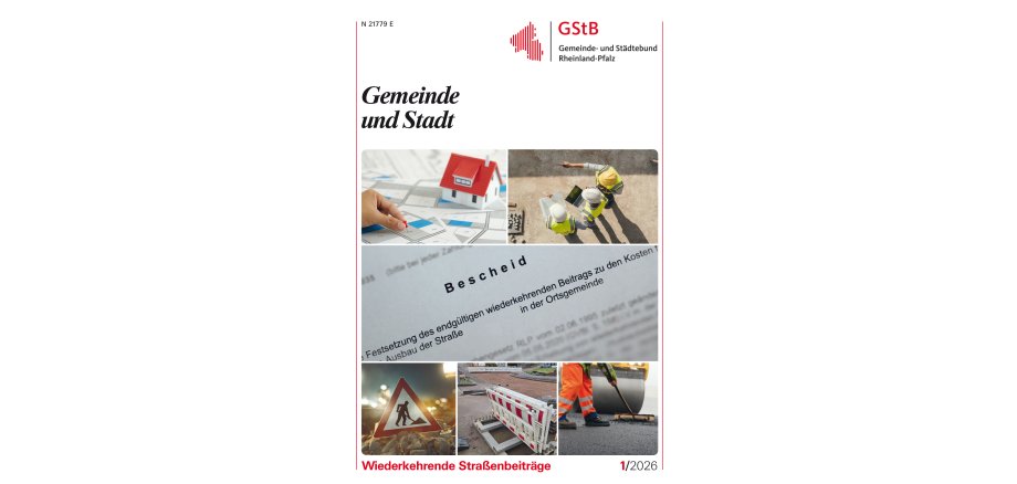 Titelseite der Januar-Ausgabe 2026 der Gemeinde und Stadt zum Thema wiederkehrende Straßenbeiträge.