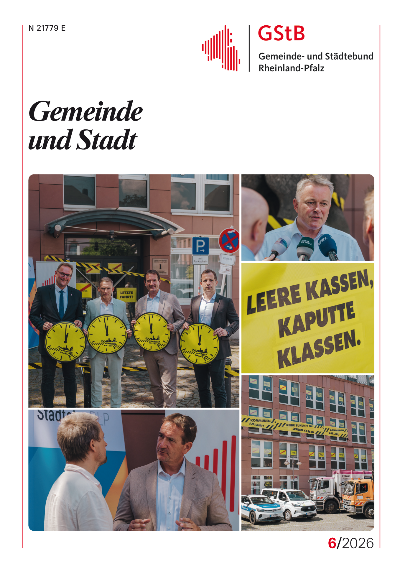 Collage mit Fotos des Aktionstags "Kommune am Limit" vor der Geschäftsstelle in Mainz.