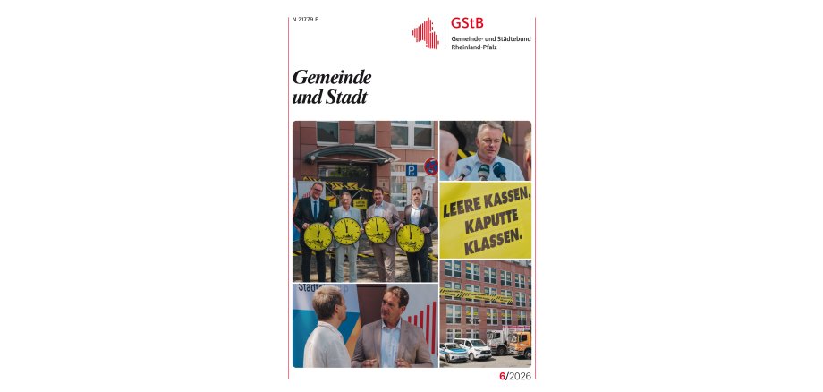 Collage mit Fotos des Aktionstags "Kommune am Limit" vor der Geschäftsstelle in Mainz.