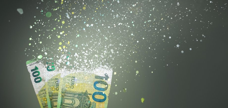 Euroscheine lösen sich in Luft auf.