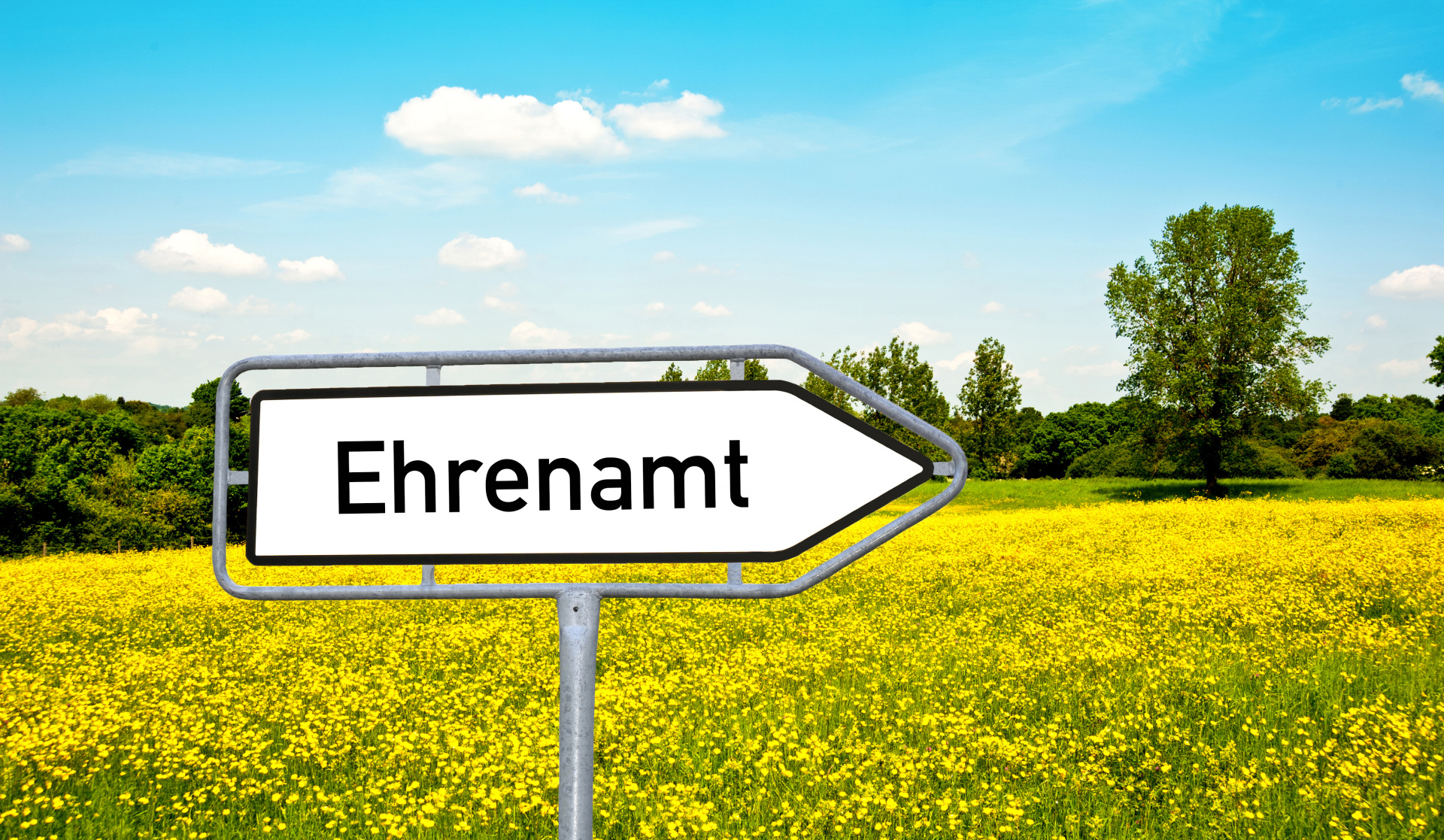 Ein Bild mit einem Wegweiser-Schild mit der Aufschrift "Ehrenamt"