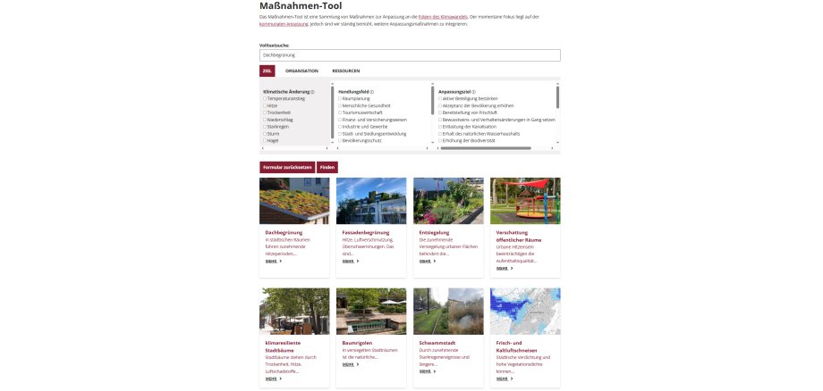 Foto: Screenshot des Maßnahmen-Tools